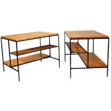 Pair of birch and steel end tables by Paul McCobb