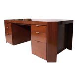 Large scale executive desk by Baker with leather pulls