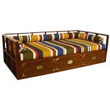 Campaign daybed upholstered in Alexander Girard fabric