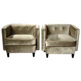 Pair of silk velvet arm chairs