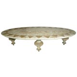 Inlaid travertine top cocktail table by Monteverdi-Young