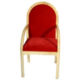 Goatskin wrapped red velvet arm chair