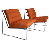 Vintage Pair of chrome frame lounge chiars by Kho Liang Le for Artifort