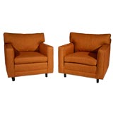 Pair of club chairs with down filled cushions