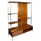 Tall, handsome Paul McCobb mahogany and brass wall unit