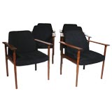 Set of 6 rosewood dining chairs with black chenille fabric
