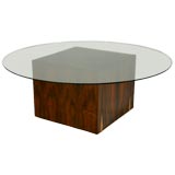 Rosewood Cube Glass Top Cocktail Table by Harvey Probber