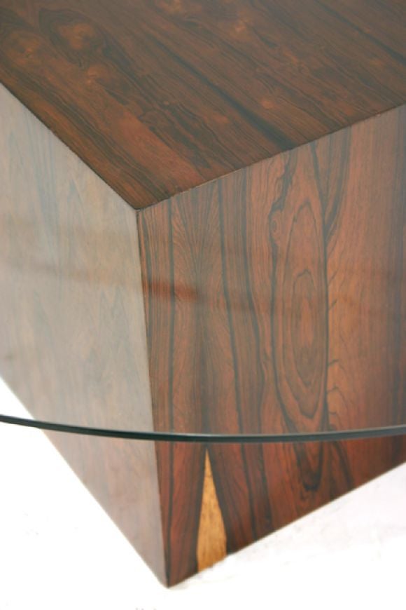 American Rosewood Cube Glass Top Cocktail Table by Harvey Probber For Sale