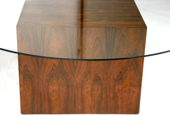 Mid-20th Century Rosewood Cube Glass Top Cocktail Table by Harvey Probber For Sale