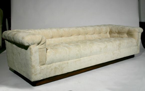 Soft chenille fabric on this Dunbar chesterfield sofa designed by Edward Wormley.<br />
<br />
Seat Depth: 23 inches