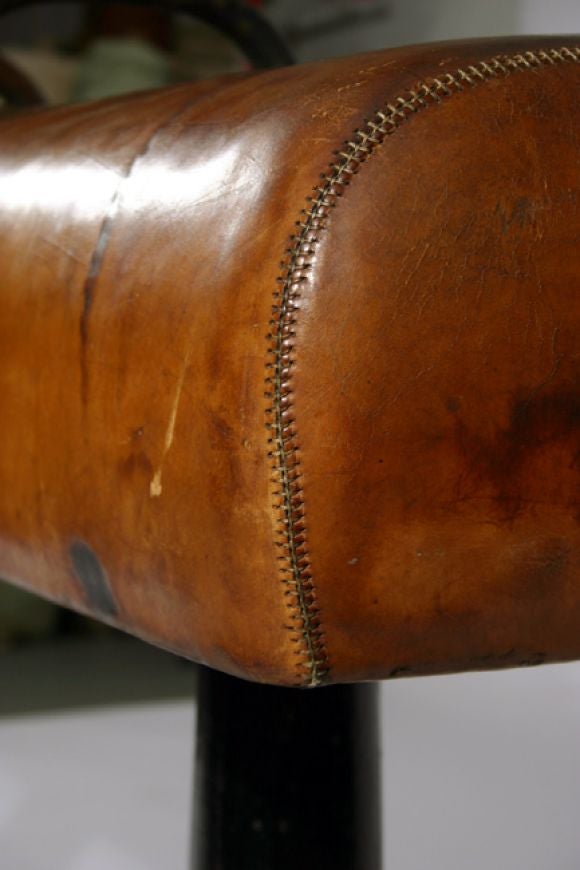 American Vintage cast iron and leather pommel horse
