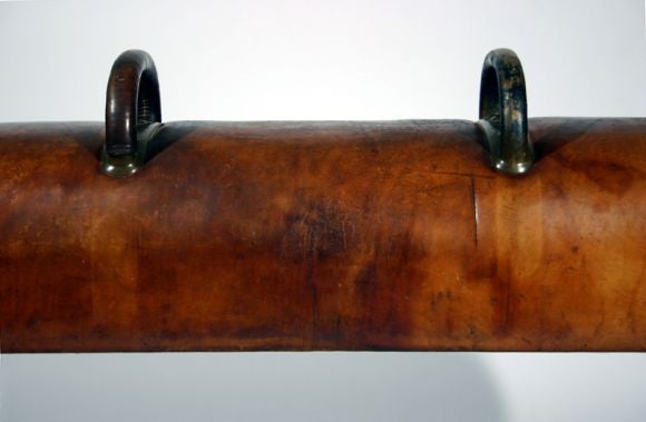20th Century Vintage cast iron and leather pommel horse