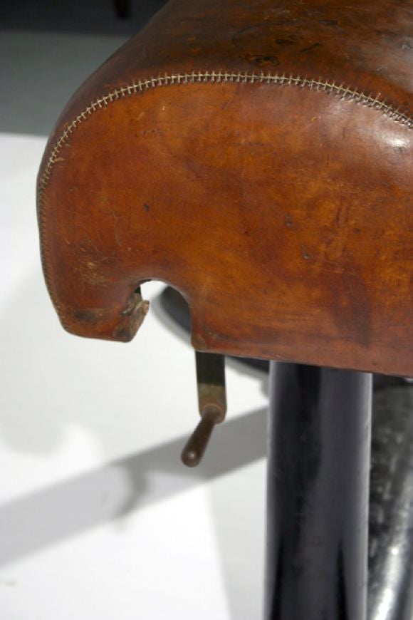Vintage cast iron and leather pommel horse 1