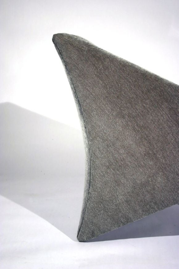 Chenille Pair of triangular shaped lounge chairs by Milo Baughman