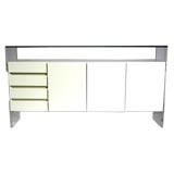 Lucite side white lacquer buffet by Milo Baughman