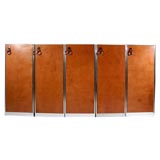 Set of 5 leather and chrome armoires by Pace Collection, Italy