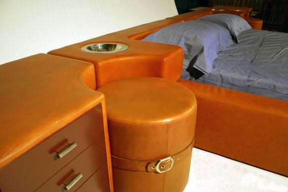 Italian Pace Collection leather bed and nightstands