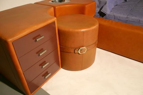 Pace Collection leather bed and nightstands 3