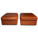 Pair of patchwork leather oversized ottomans from Brazil