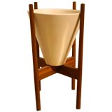 Single cone with original walnut stand by Architectural Pottery