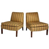 Pair of striped slipper chairs by Edward Wormley for Dunbar