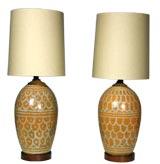 Pair of stoneware ceramic lamps by craftsman Brent Bennett