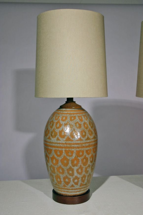 Pair of stoneware ceramic lamps by craftsman Brent Bennett
