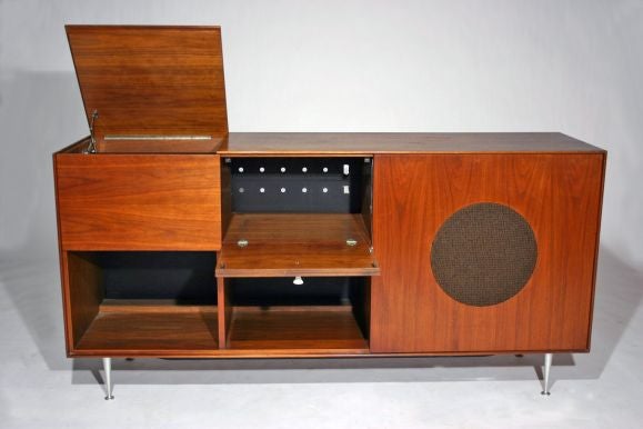 American George Nelson thin edge walnut stereo cabinet