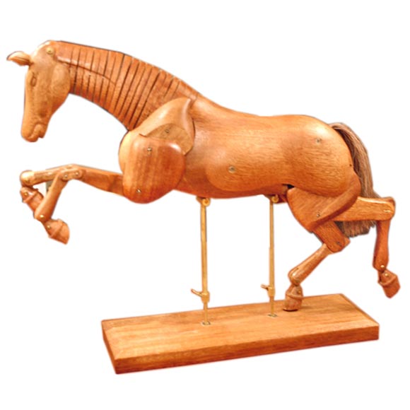 Articulated mahogany wooden horse at 1stDibs