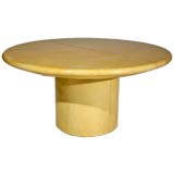 A Karl Springer lacquered goatskin circular dining table