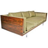 Rosewood sofa by Milo Baughman in green leather