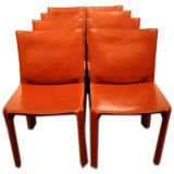 Set of eight leather cab chairs by Mario Bellini for Cassina