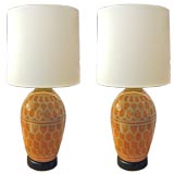 Pair of stoneware ceramic lamps by craftsman Brent Bennett