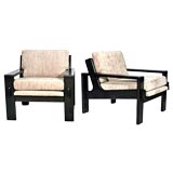 Pair of ebonized oak arm chairs by Thonet