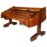 Vintage Sculpted walnut and mahogany craftsman desk by Federico Armijo
