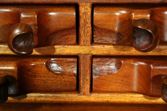 American Sculpted walnut and mahogany craftsman desk by Federico Armijo