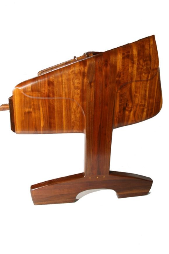 Late 20th Century Sculpted walnut and mahogany craftsman desk by Federico Armijo