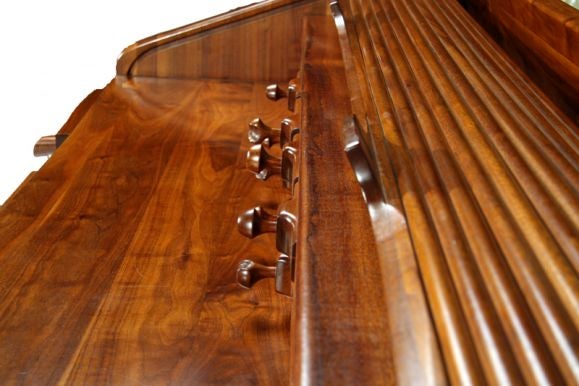 Mahogany Sculpted walnut and mahogany craftsman desk by Federico Armijo