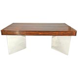 Rosewood desk with triangular chrome bases