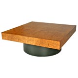 Round base burl coffee table by Milo Baughman