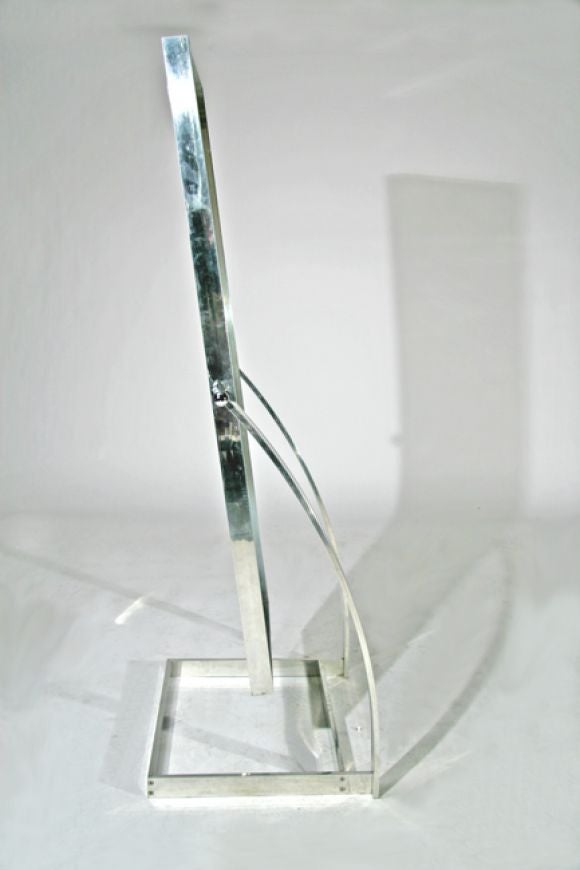 Polished aluminum floor mirror