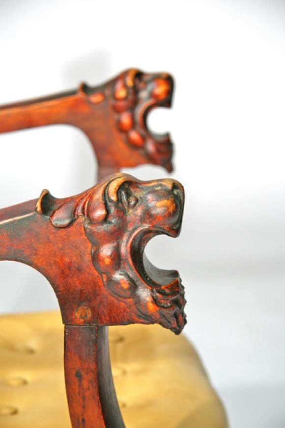 antique lion head arm chair