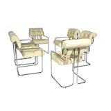 Leather and chrome dining chairs by Pace Collection