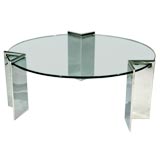 Polished steel and glass coffee table by Pace Collection