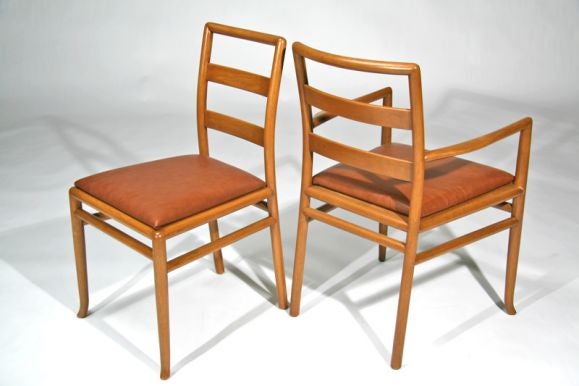 T.H. Robsjohn-Gibbings dining chairs in leather