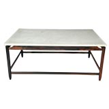 Sergio Rodrigues Rosewood And White Marble Coffee Table