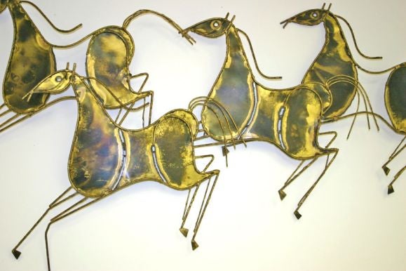 Patinated bronze sculpture of horses by Curtis Jere.