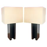 Pair of solid rosewood lamps by Sergio Rodrigues