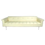 Faux ostrich  tufted sofa with aluminum legs