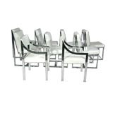 Set of ten leather and chrome dining chairs by Milo Baughman
